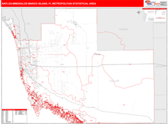 Naples-Immokalee-Marco Island Metro Area Digital Map Red Line Style
